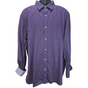 Johnston & Murphy Mens Geometric Print Long Sleeve Dress Shirt XXL NWOT